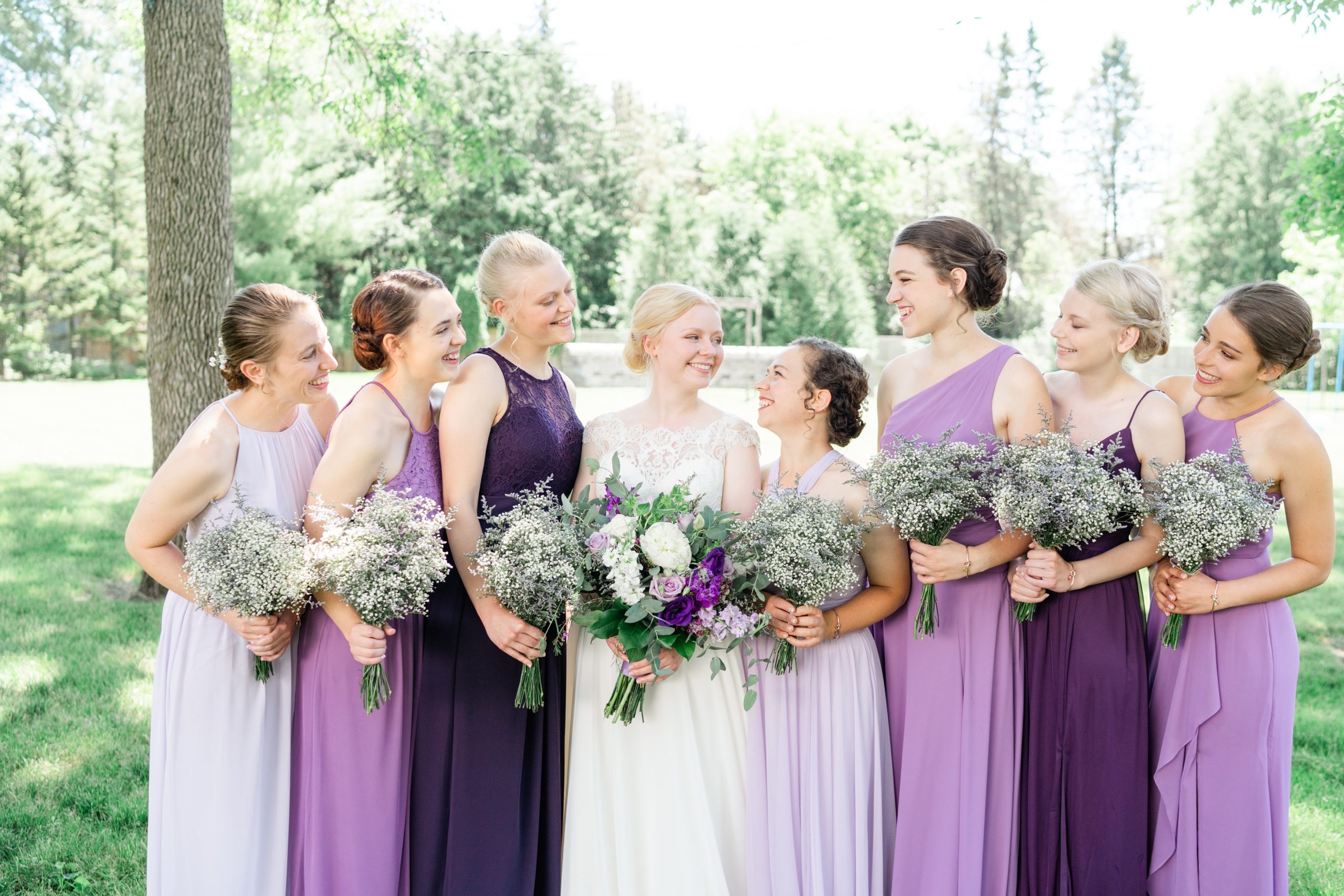 Northfield Wedding Photographer Bridesmaids Purple Dresses