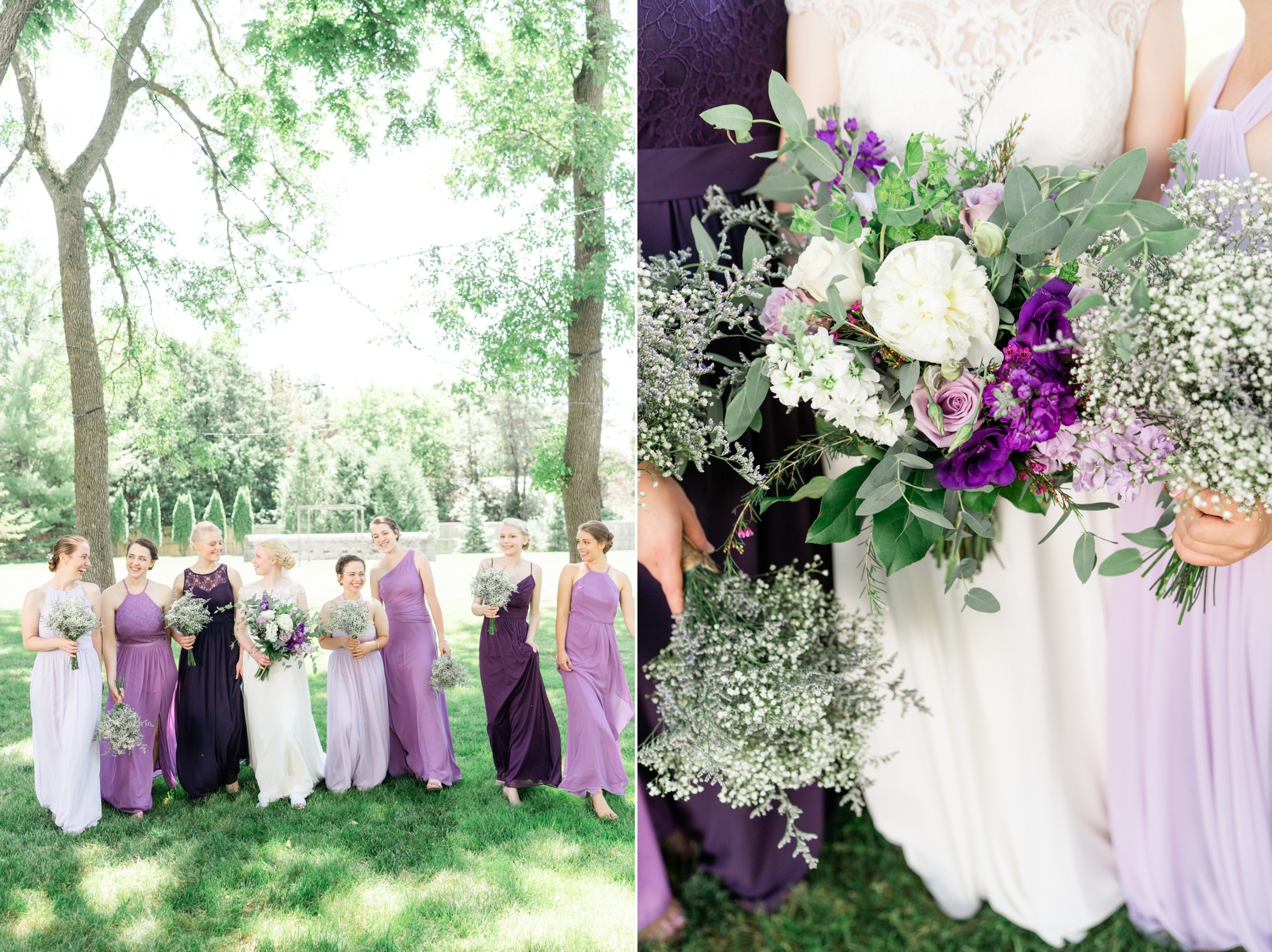 Purple Bridal Party at the Gardens of Castle Rock