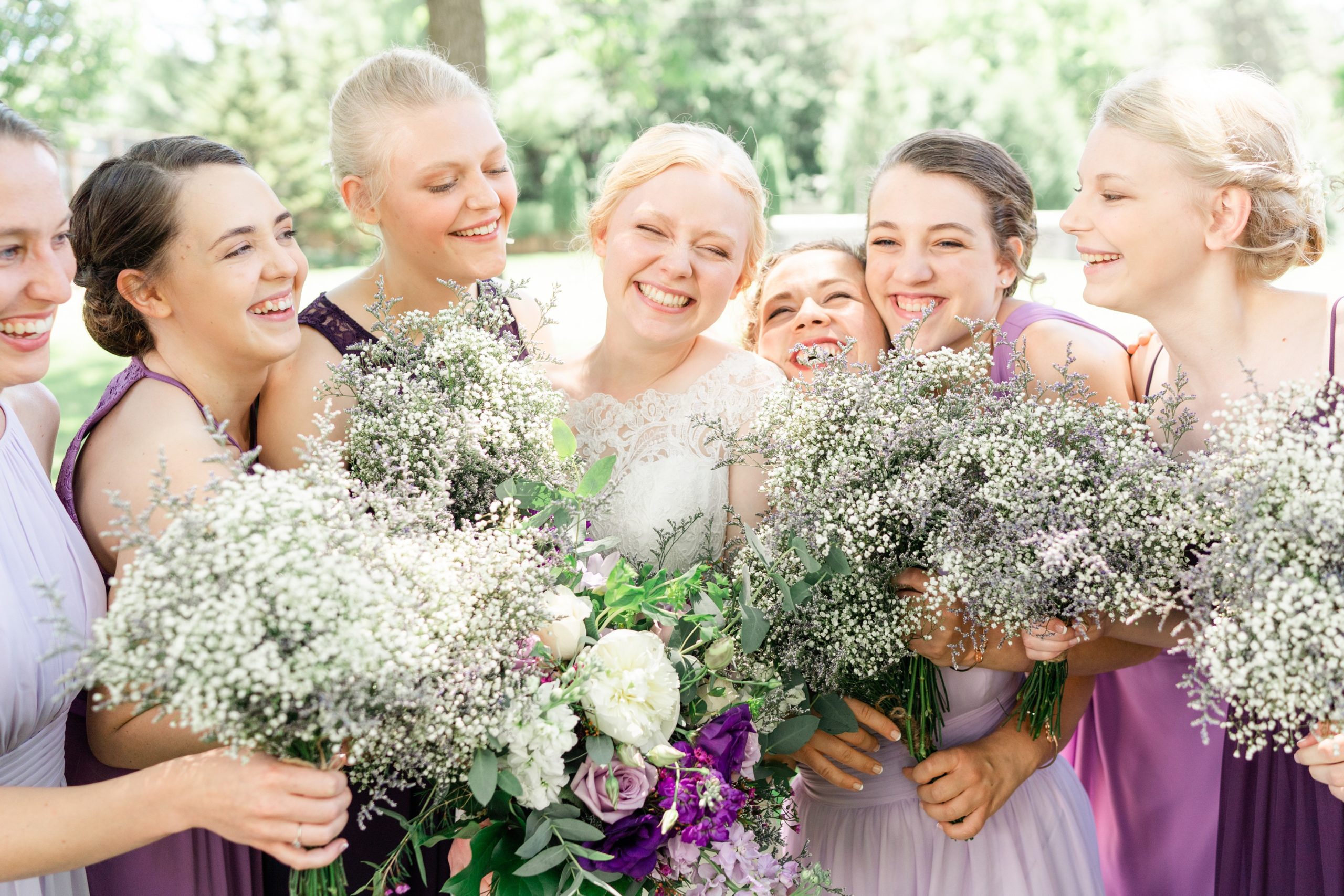 Purple Bridal Party at the Gardens of Castle Rock