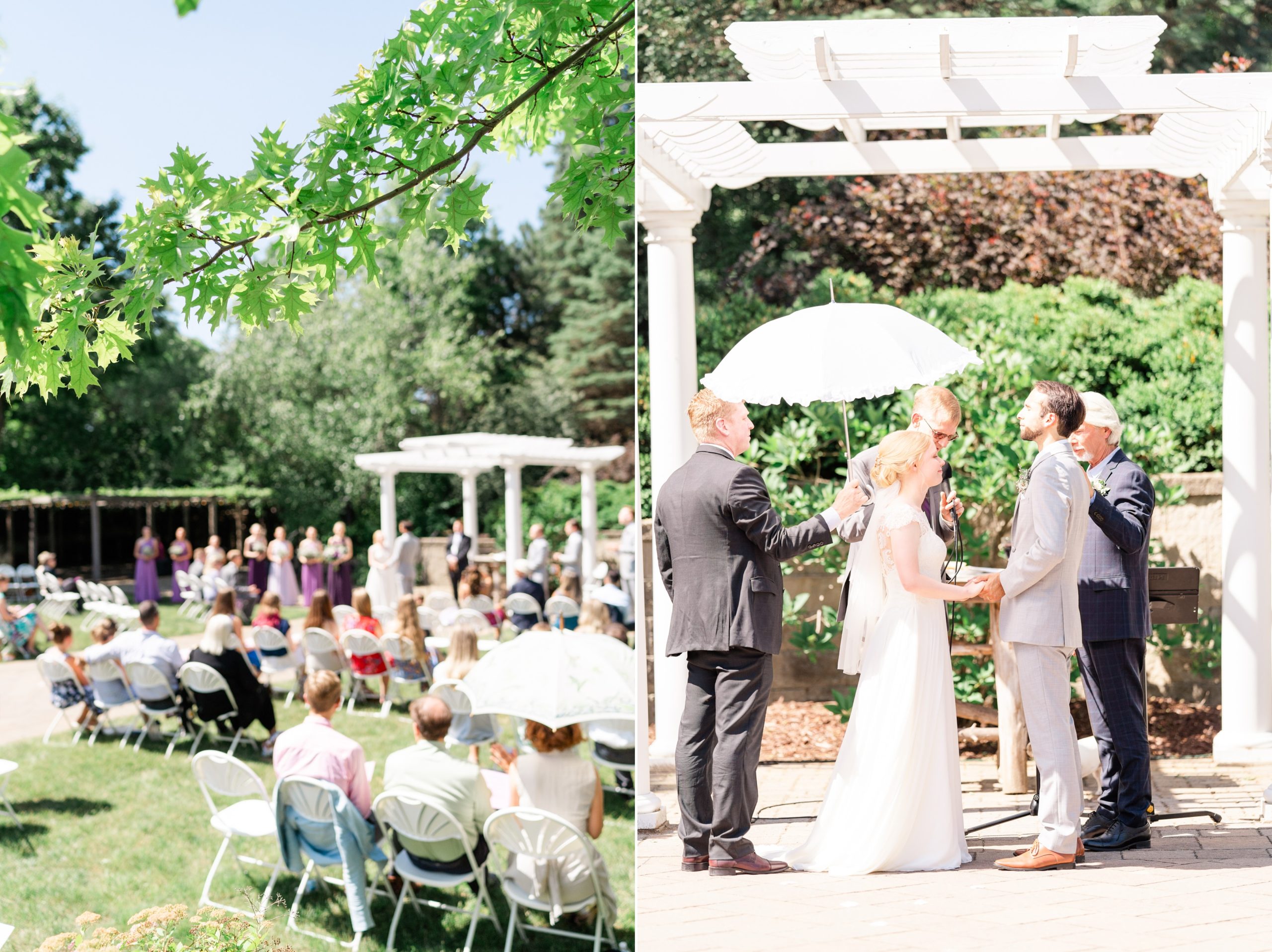 Sunny june wedding ceremony at the Gardens of Castle Rock