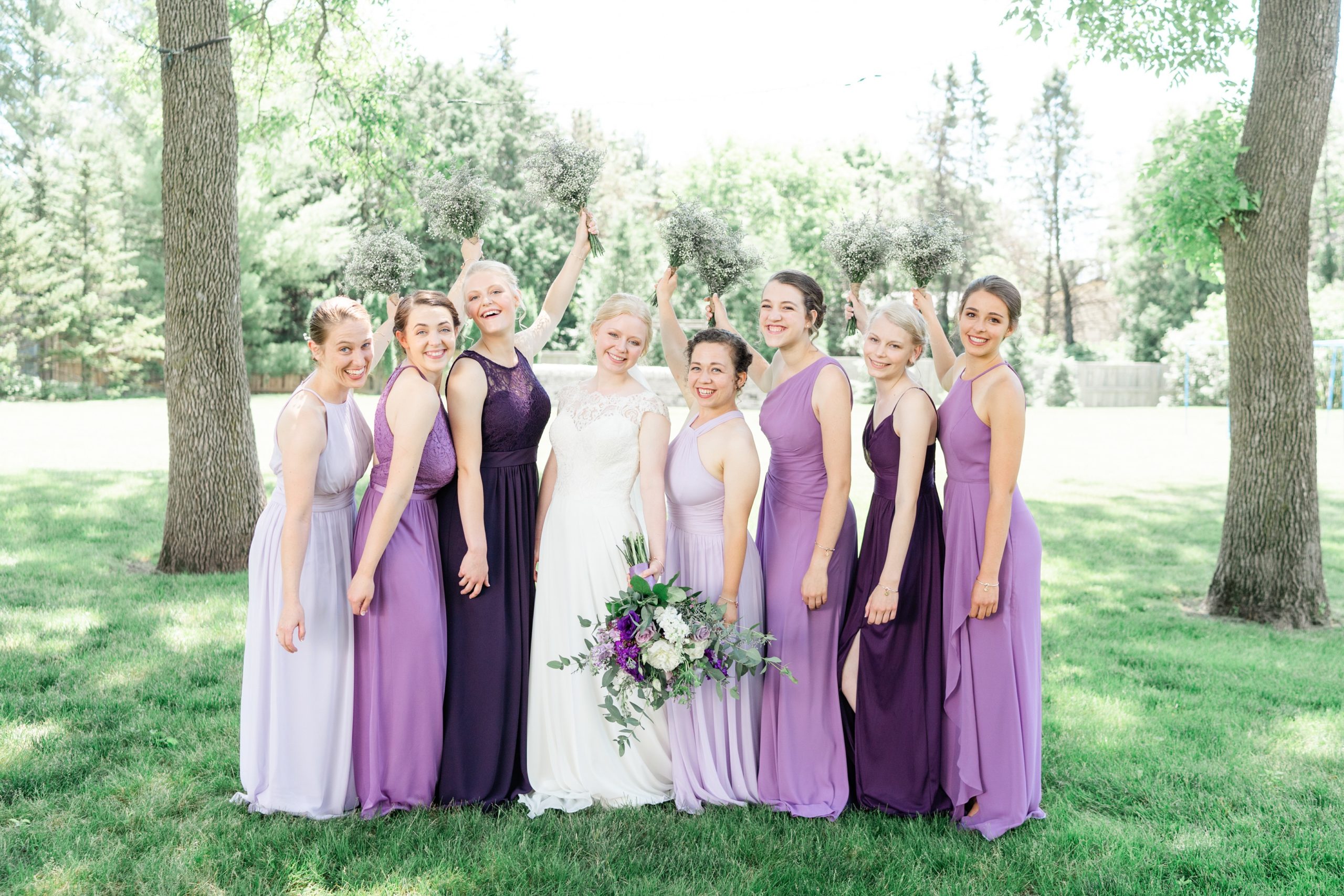 Best Wedding Photographer Minnesota purple bridesmaids