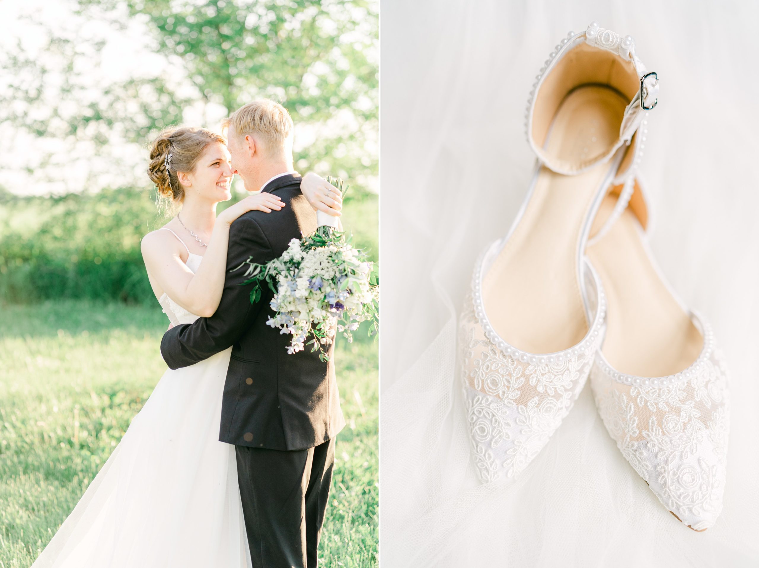 Best Wedding Photographer Minnesota Bride and Groom with Shoe Detail Shot
