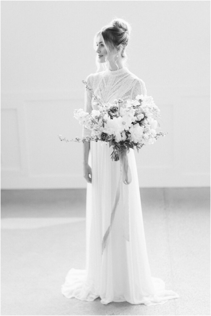 Woodhaven Wedding Minnesota Bride in Black and White
